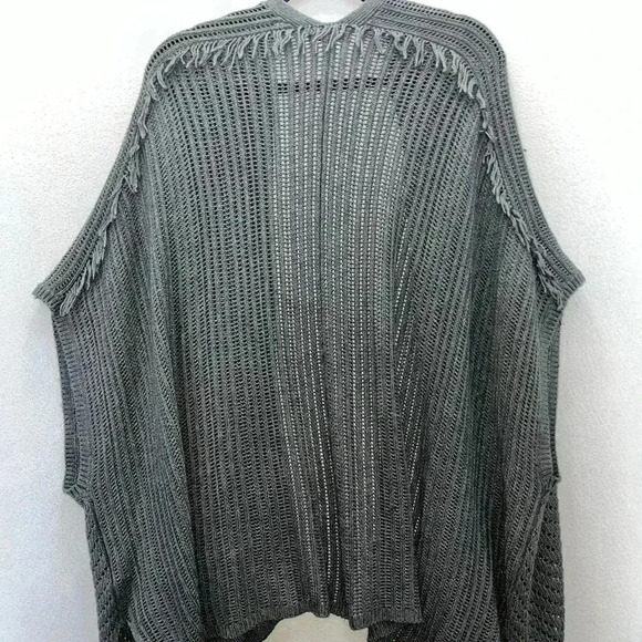 Ella Moss Oversized fringe open front sweater dark grey - Picture 6 of 10